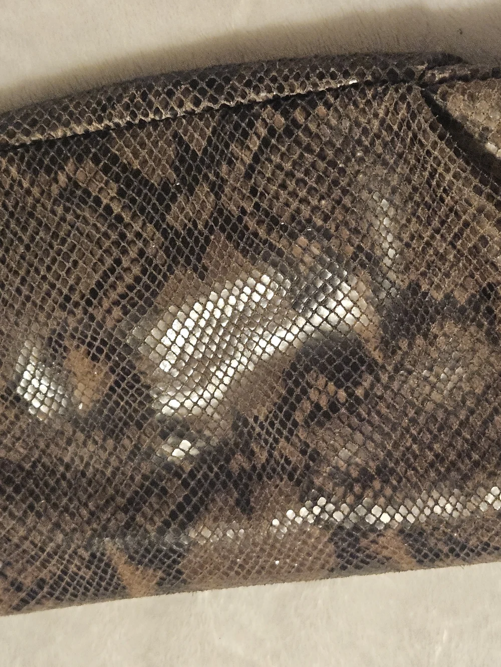 Elie Tahari Emory Snakeskin Print Cow Suede Clutch Handbag